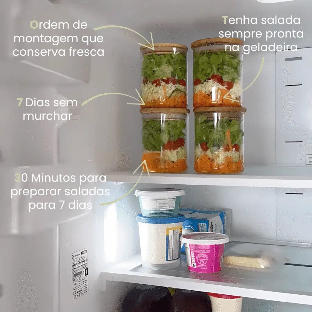Geladeira com ensaladas